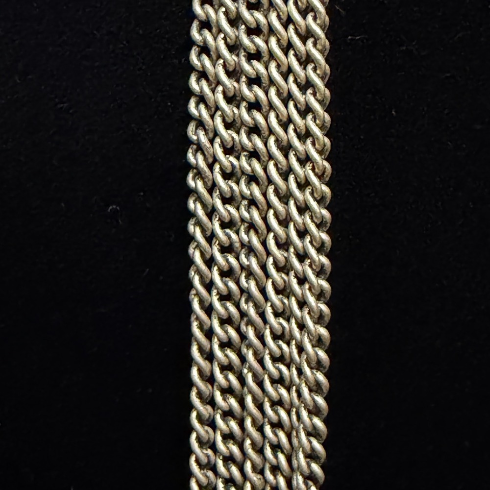 Multi-Strand Chain Necklace Women OS Silver Textured Link Layered - Picture 8 of 11